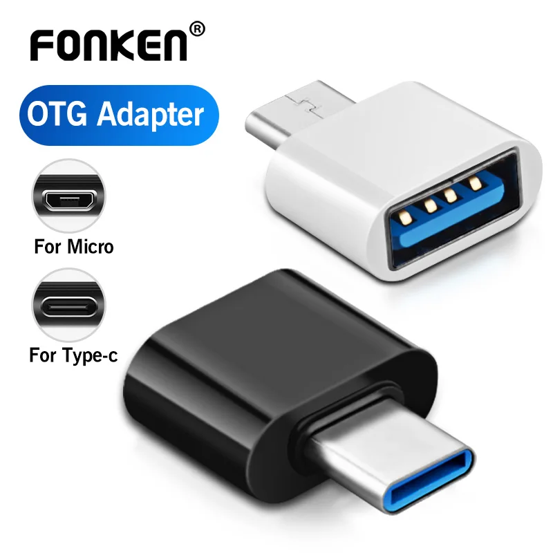 FONKEN OTG Type C naar USB-adapter 2.0 Micro USB-telefoonadapter USB C Smartphone-laptops naar USB-muis Gamepad Flash Disk Otg-stekker