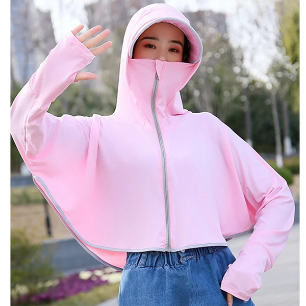 Summer sun protection clothing outdoor riding with hat thin long-sleeved coat