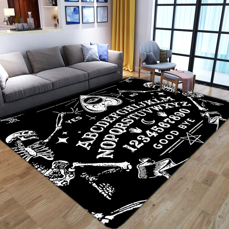 New Black and White skull Living Room Carpets English letter bedroom Area Rug Soft Flannel Home Large Carpet kids play floor mat