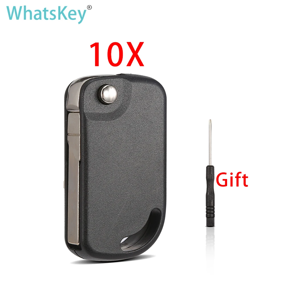 WhatsKey 10x For VW Volkswagen Sagitar Remote Car key Shell Transponder Auto Case Cover Folding Uncut HU66 Blade For Brazil Mark