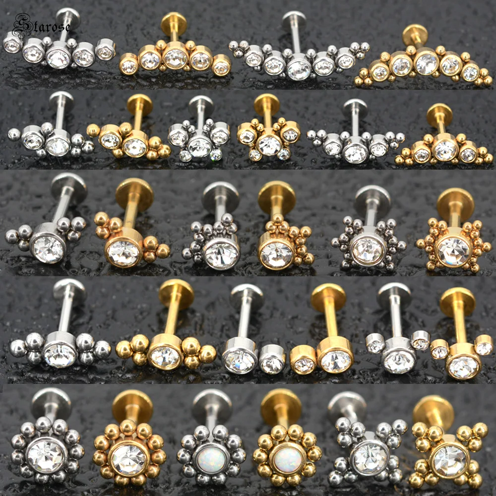 Starose 1Pc 1.2mm G23 Titanium & Steel Bar Helix Tragus Piercing Conch Earrings Ear Piercing Jewelry Labret Lip Nose Rings Studs