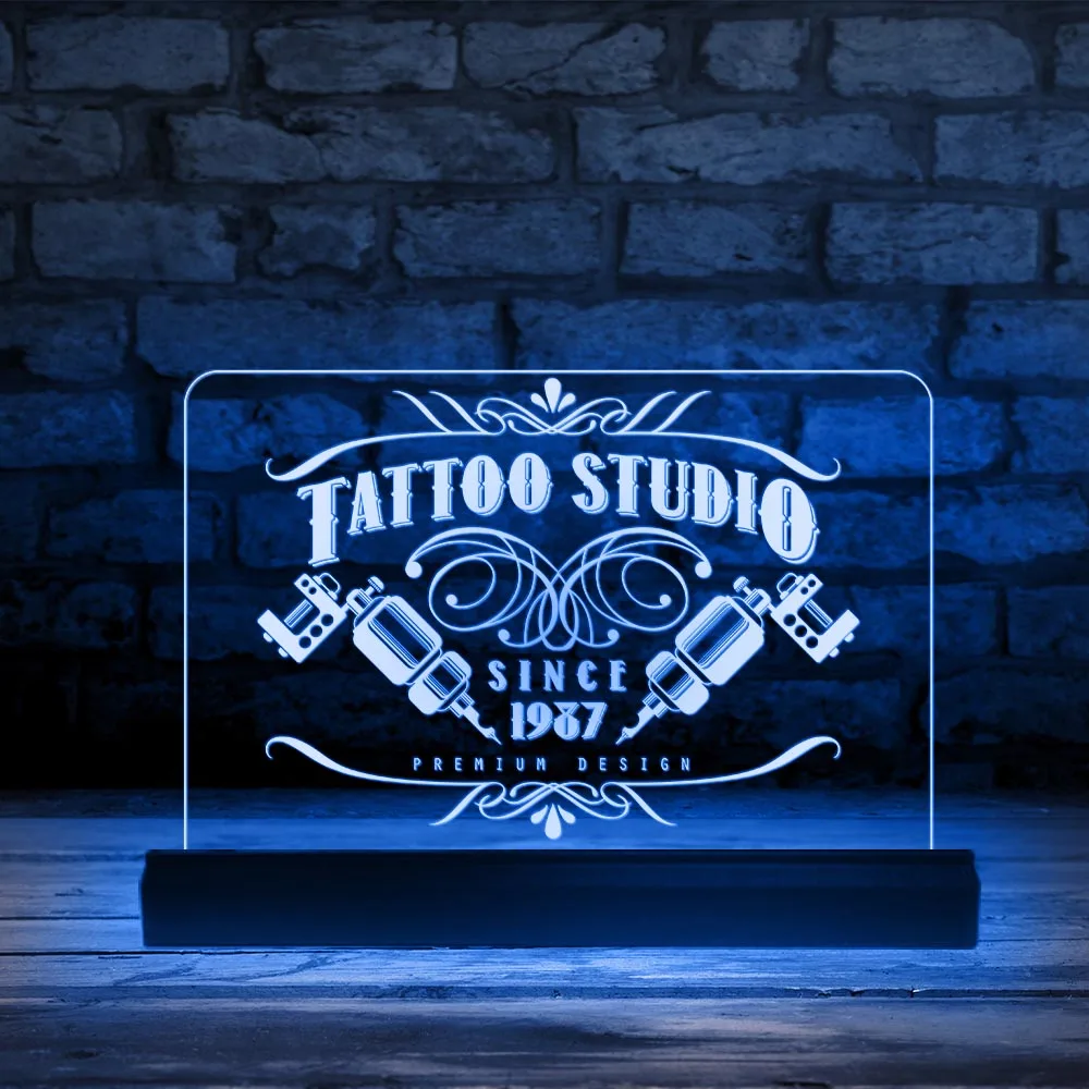 Tattoo Studio advertising board Logo LED Light Lamp Tattoo Artist Gift Tattoo Machines Custom Name 3D Light Tattoo Parlour Decor