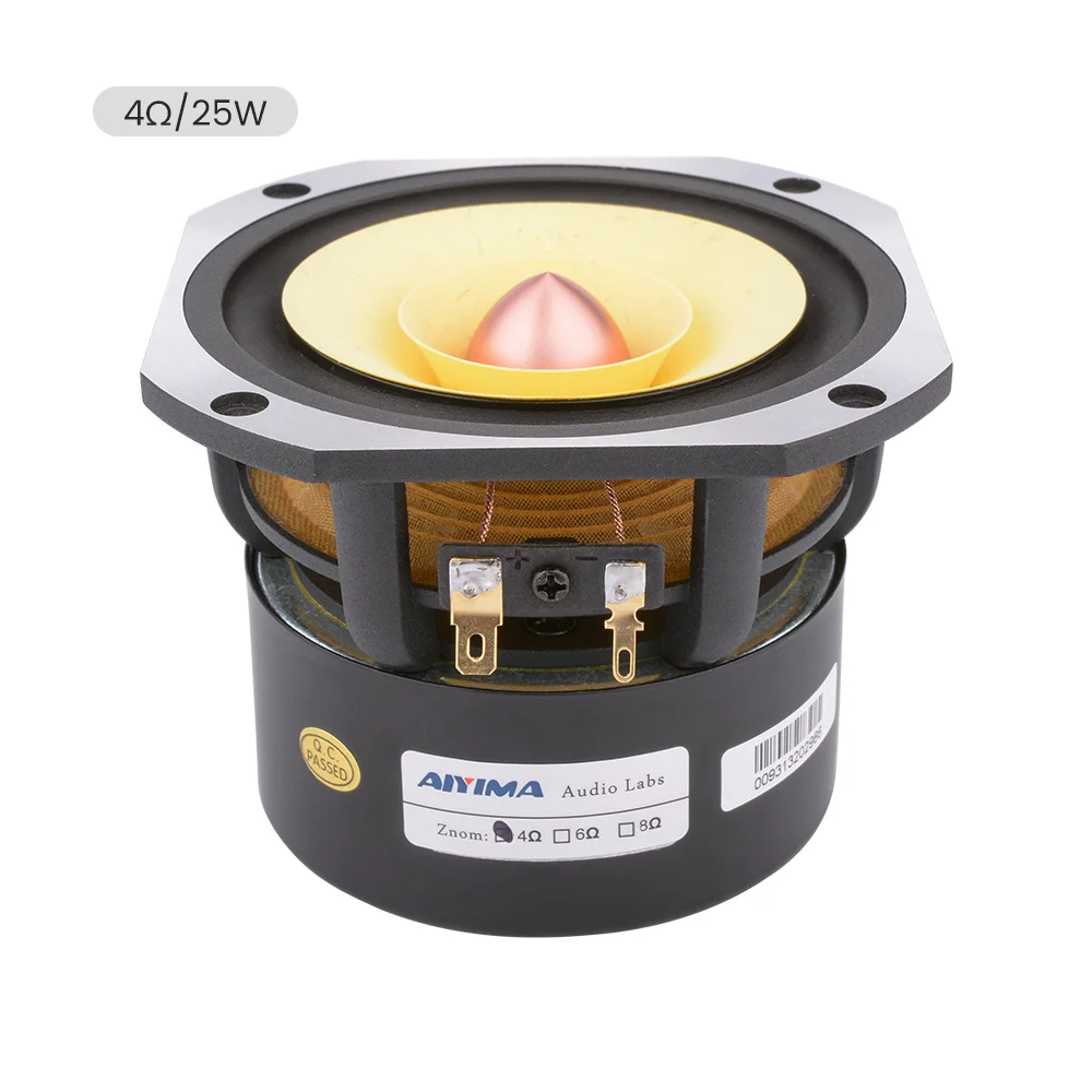 AIYIMA 1個 4インチ フルレンジスピーカーユニット 4/8オーム 25W