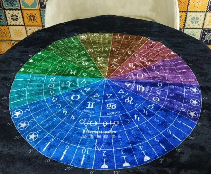 Tablecloth for divination Tarot and the Wheel of Astrology 65*65CM Fortune-telling Round