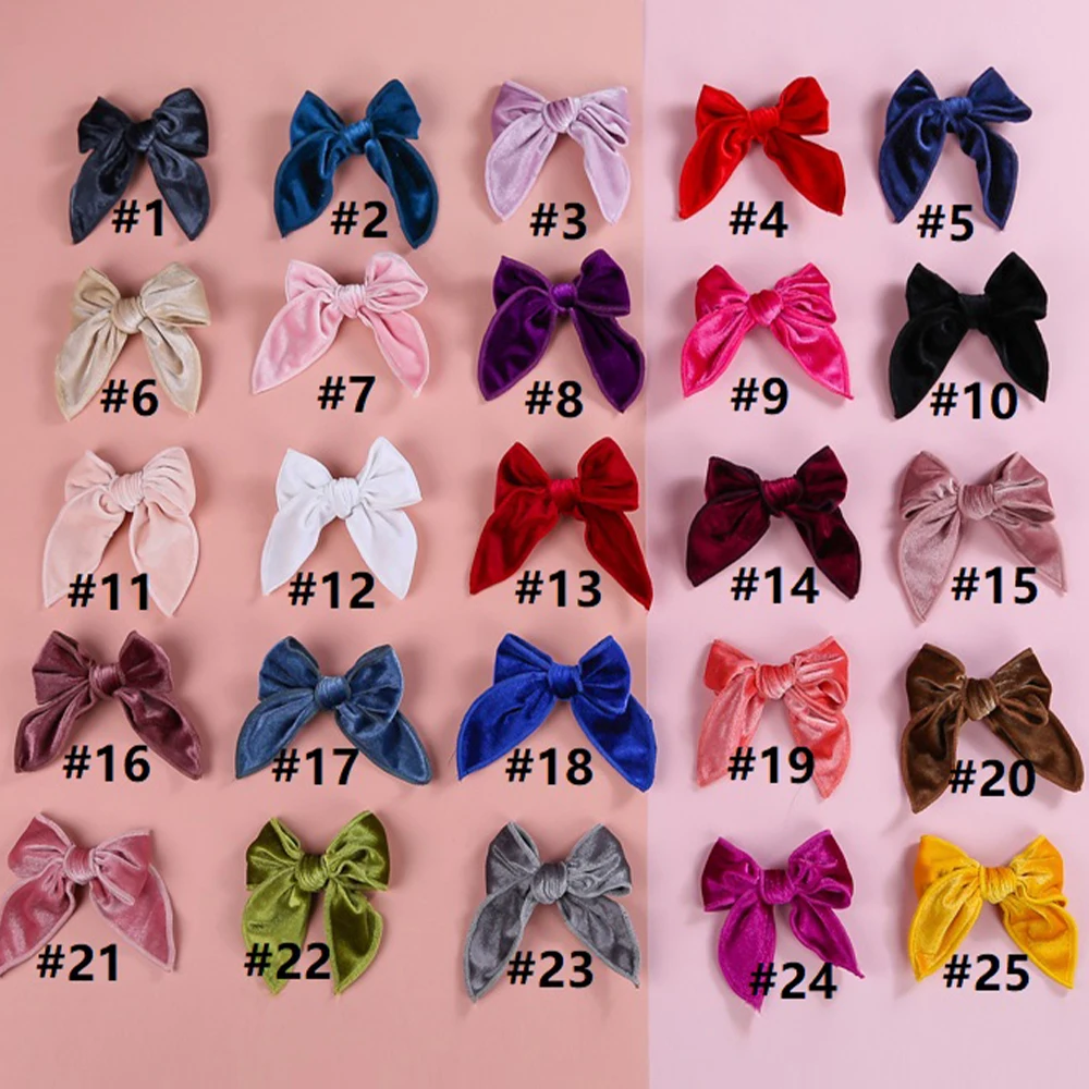 1PC Korean Solid Large Bows Elegant Velvet Hairpins Children Barrettes Cute Hair Clips Headwear For Kids Girls Hair Accessories