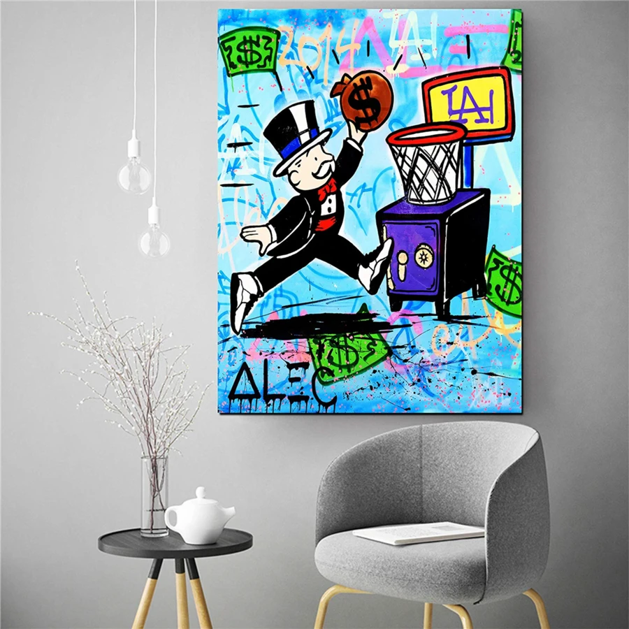 Modular Poster Graffiti Modern Canvas Alec Monopoly HD Print Wall Art Cash Picture Money Painting Home Decor Frameless Living Ro - view 3