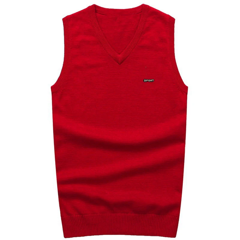 HOT Good quality Mens vest Autumn v-neck sleeveless knitted vest 100% cotton casual pullovers sweaters vest slim mens tops M-3X