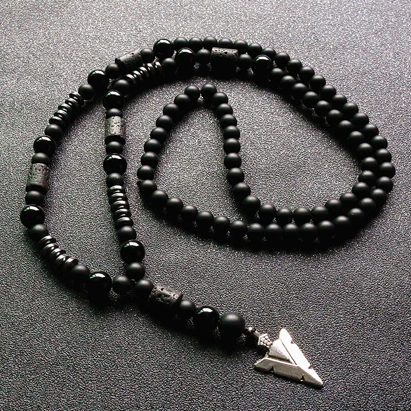 

Fashion Black Lava Stones with Personality Arrow pendant Necklace for men