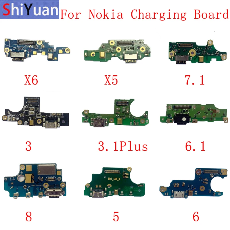 Original USB Charging Port Connector Board Parts Flex Cable For Nokia 3 3.1 5 6 X5 7.1 6.1 8 8 Sirocco 9 PureView