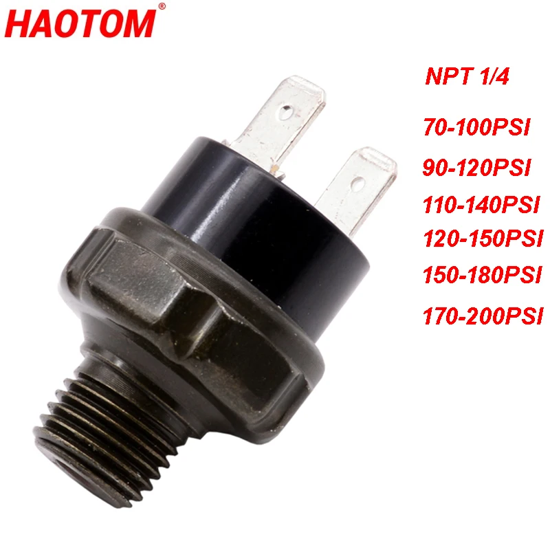 Válvula de interruptor de Control de presión de compresor de aire, 1/4 NPT, resistente, 70-100PSI, 90-120PSI, 110-140PSI, 120-150PSI, 150-180PSI,