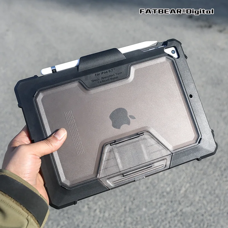 FATBEAR [For Apple iPad Air 5 Pro 2 2017 2018 9.7 inch GEN5 6 7]  Tactical Military Grade Rugged Shockproof Armor Buffer Case