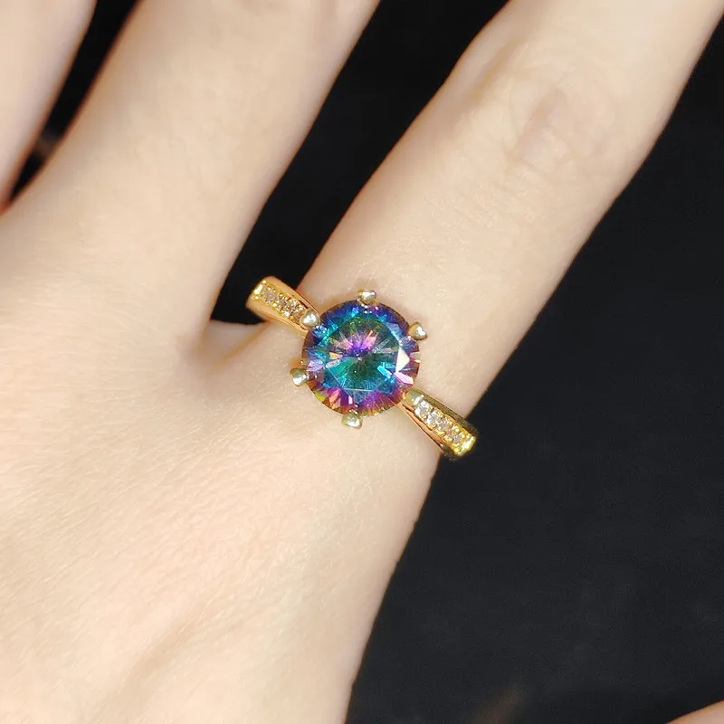 18K Gold Ring for Women Natural 2 Carat Diamond with Diamond Jewelry Anillos De Bizuteria Anillos Mujer Gemstone Rings Box