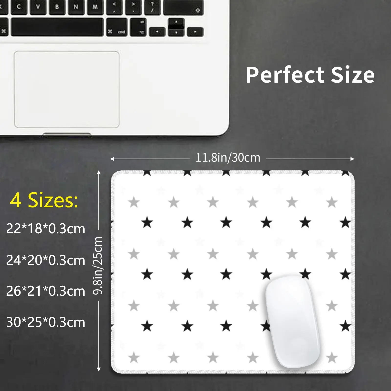 Tiny Grey , White And Black Stars Mouse Pad DIY Print Cushion Stars Space Star Galaxy Cute Modern Night Sky Fun