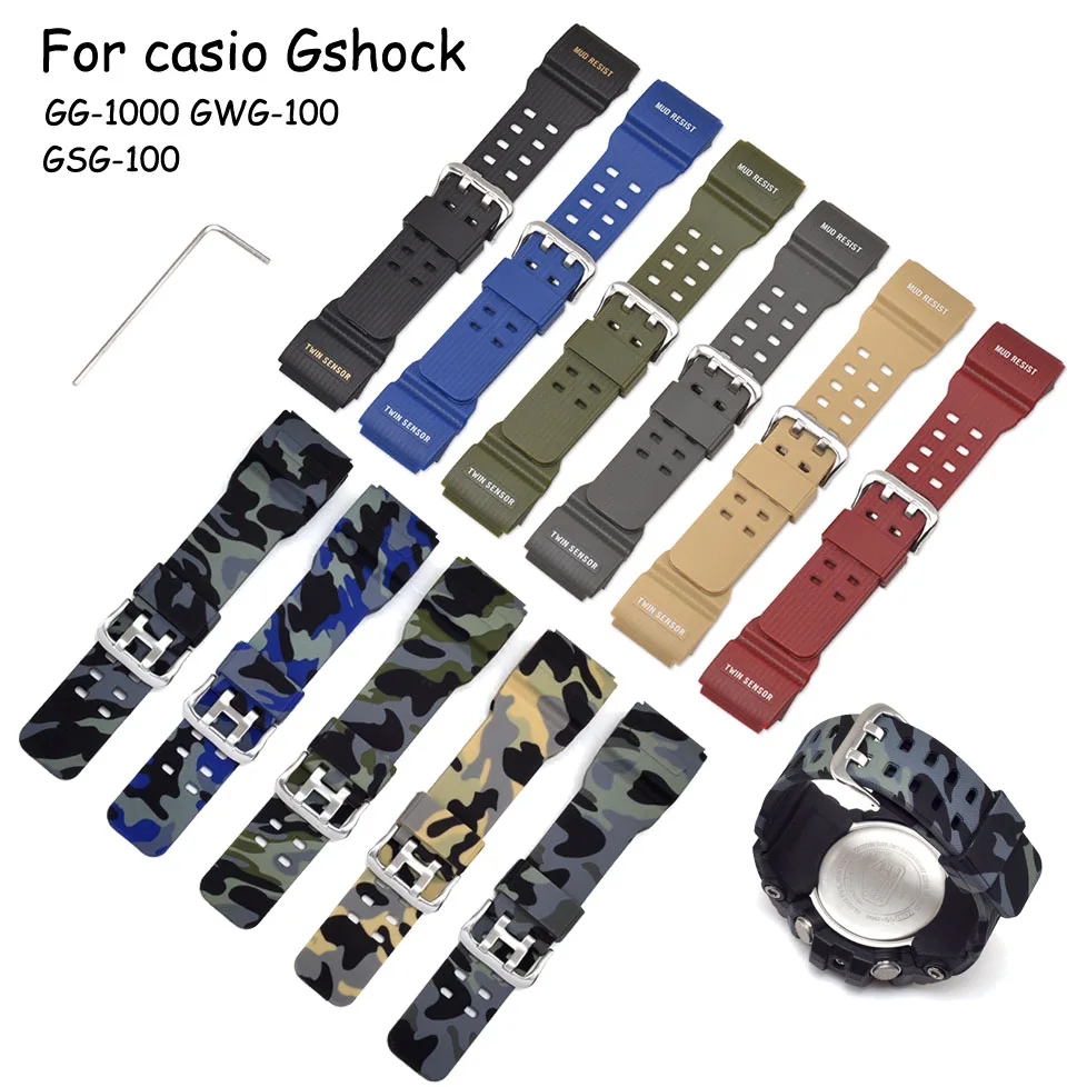 Resin Watchband for Casio G-Shock GG-1000 / GWG-100 / GSG-100 Men Sport Waterproof Replace Bracelet Band Strap Watch Accessories