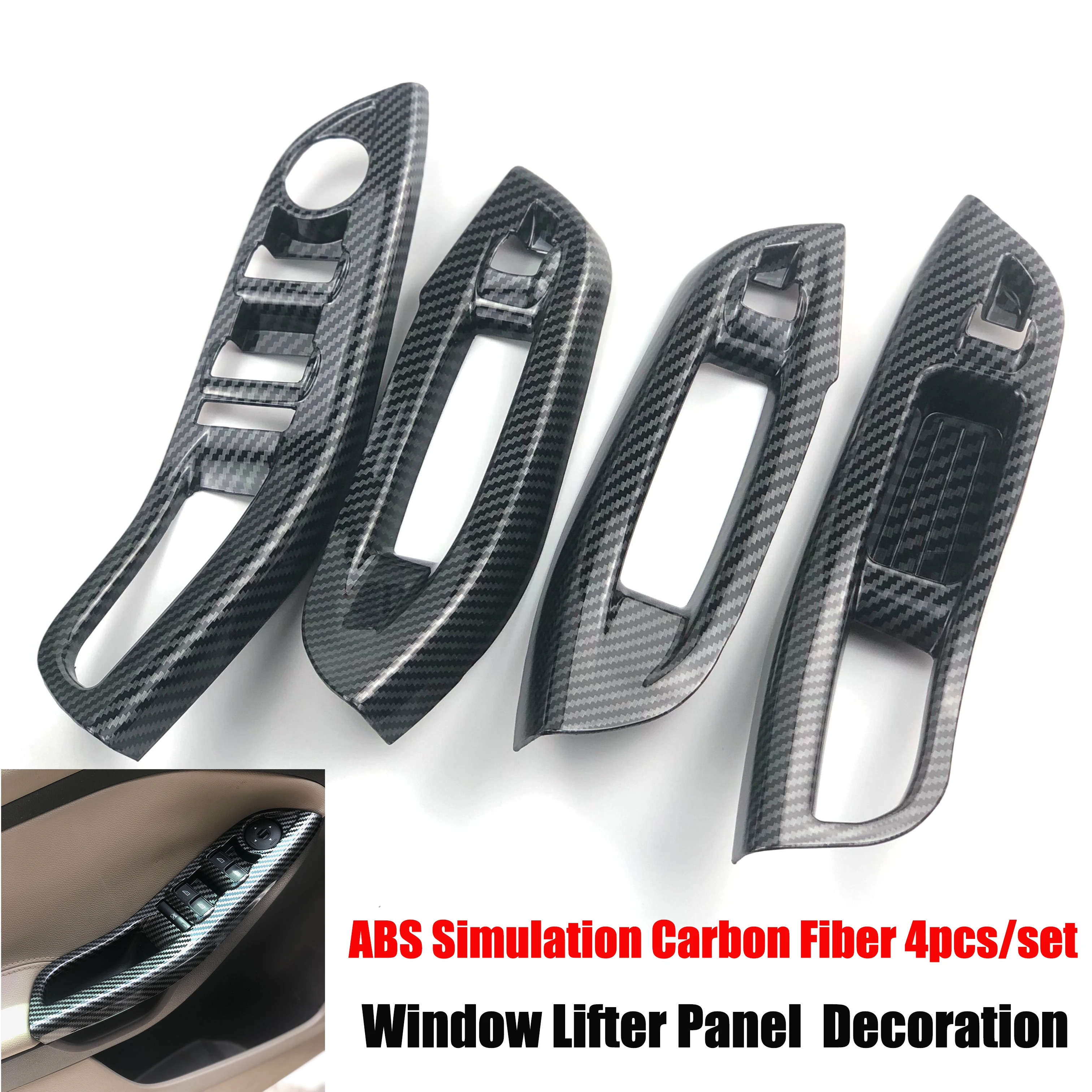 For Ford Focus 3 MK3 MK4 2009-2017 Car Accessories Door Interior Armrest Window Panel Carbon Fiber Decorative Sticker 4pcs/set