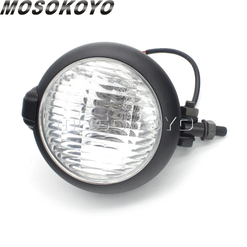 Motorcycle Yellow Lamp Housing 4.5 Inch H4 Headlight Amber Lamp for Harley Bobber Chopper Custom Bikes Scrambler Headlamp Light