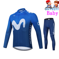 Movistar Cycling Clothing Breathable Children Long Sleeve Jersey Set Breathable Sportswear Kids Bicycle Bike Maillot Ciclismo