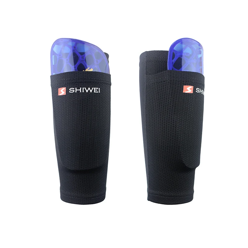 1 Pair Football Shin Guards With Pocket Practical Leg Sleeves Adult Support Sock Nylon Solid Color Shin Protector Soccer Gear