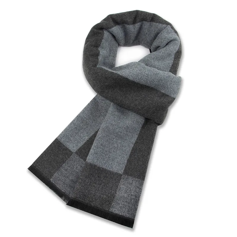 New Men Cashmere Scarf Black Gray Stripe Small Square Knitting High Quality Fashion Luxury Scarf Winter Men Casual Cubrebocas