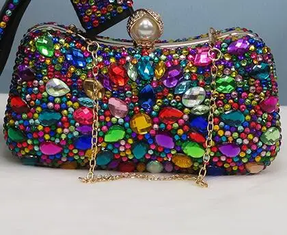 LuxEcho Multicolored crystal handbags Womens wedding purse Fashion party evening bags Day clutches ladies fashion bags