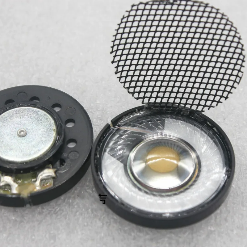 ชุด32ohm ลำโพง HiFi 40มม. สำหรับครอบหูหูฟังแบบหมวกกันน็อค DIY แผ่นฟิล์มแหวนชุบเงินพร้อมฝาครอบตาข่าย