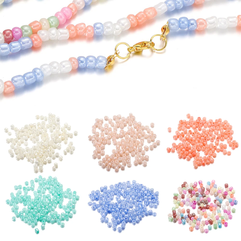 300pcs 4mm Glass Seed Beads Macaron Colors For Jewelry Making Supplies Kit Small Beads Bracelet DIY Earrings Necklaces Crafts