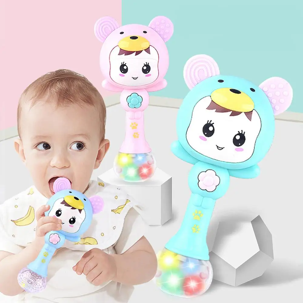 Multiple 0-12Months 0-3Years LED Baby Rattles Toy Soft ABS Animal Musical Hand Shake Toy Early Educational Hand Bell Baby Toys