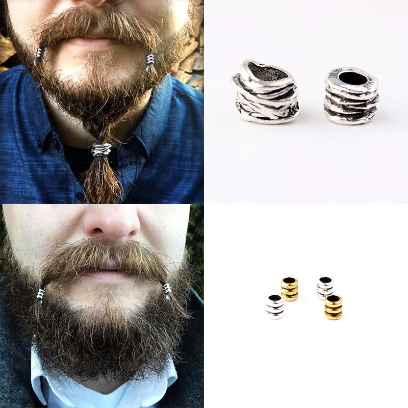 Viking Beard Loose Beads for Needlework Spacer Beads Fit Beards or Hair Decorations Accessories Skull Braid Dreadlock Tube Rings