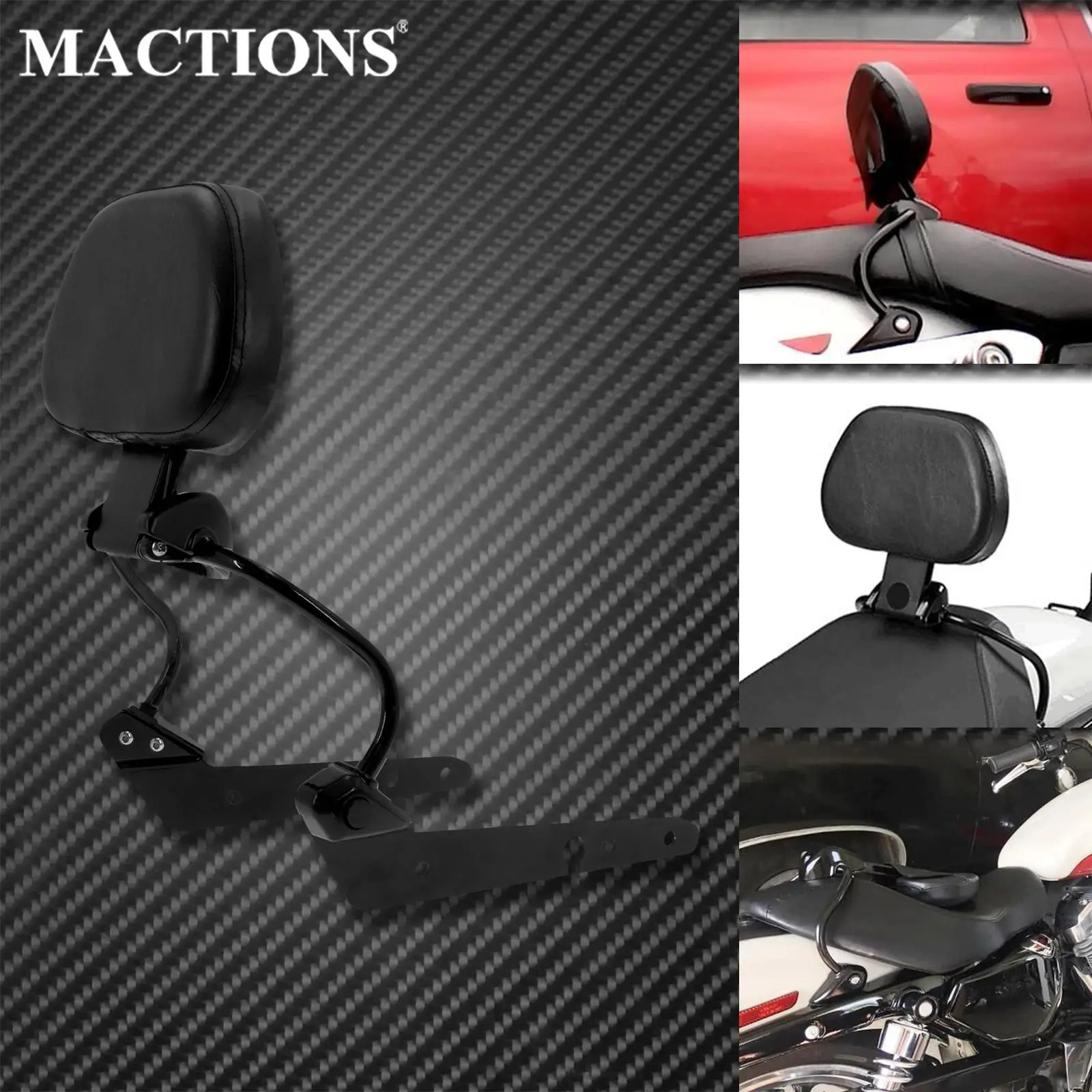 Black Front Driver Rider Detachable Backrest For Harley Sportster XL883 Super Low XL883L Forty Eight XL1200X Custom 04-21