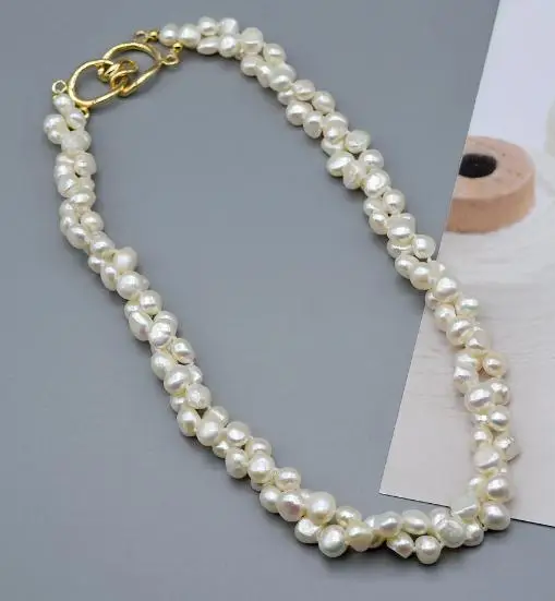 

New Favorite Pearl Necklace White Baroque Freshwater Pearls Gold Plated Chain Buckle Can Be Worn At Will Ladies Fine Jewelry