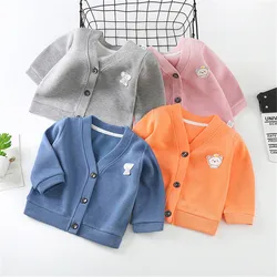 Cárdigan de béisbol para niños y niñas, suéter sólido, ropa para recién nacidos, abrigos, prendas de vestir exteriores, invierno y otoño