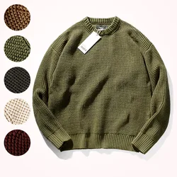 2022 Winter New Thickened Coarse Wool Jacquard Sweater Men's Fashion Retro Loose Long Sleeve O-neck Pullover Sweater