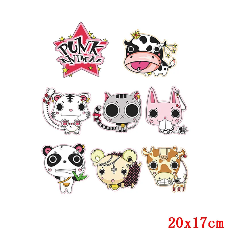 Thermal Stickers Iron On Transfer For Clothes Cat Fox Unicorn Patch Heat Transfer Vinyl Applique Baby T-shirt Cartoon Patch Set