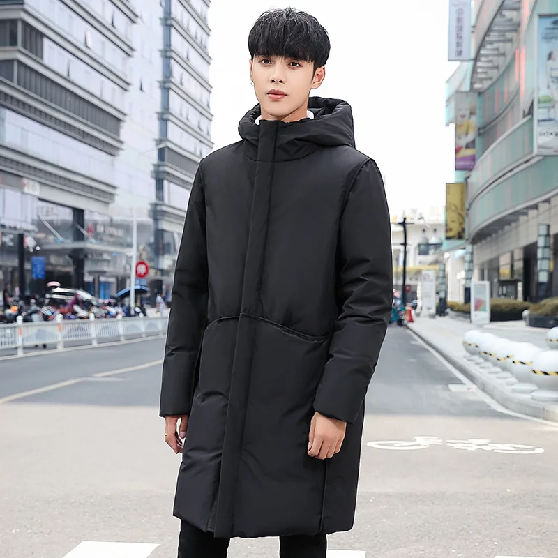 2020 Winter Men's Coat Down Duck Explosion New Mid-length Hood Zipper Pocket Windproof Thicken Warm Leisure Coat Good Price7805