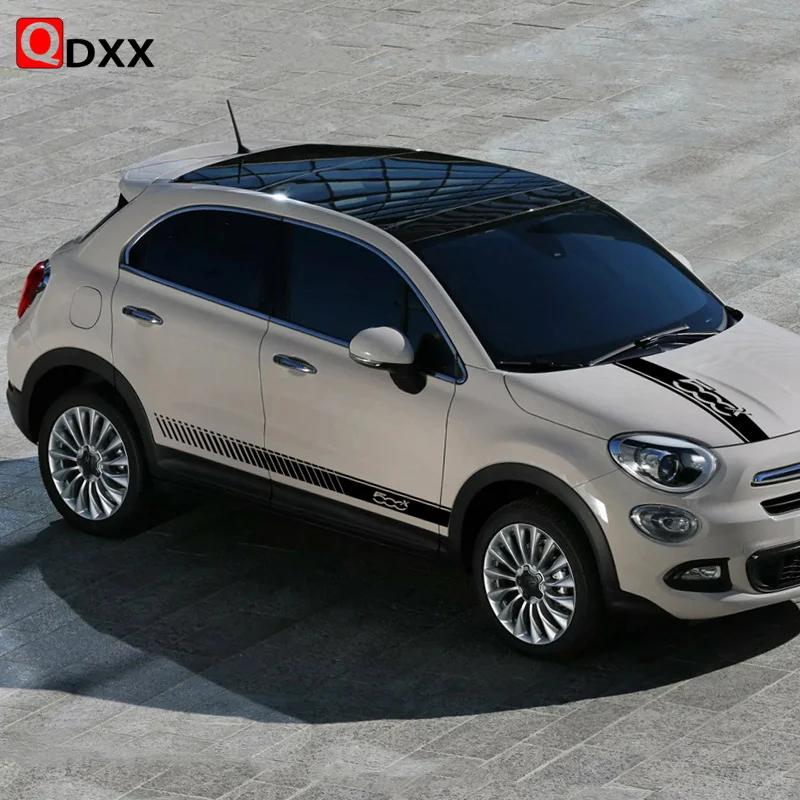 For Fiat 500X Cross Sport Stripes Car Hood Both Side Sticker Auto Body Engine Cover Decor Vinyl Decals Exterior Accessories