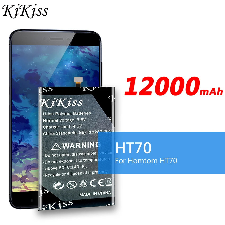 

KiKiss HT70 12000mAh Battery for HOMTOM HT70 HT-70 Mobile Phone Batteries + Gift Tools