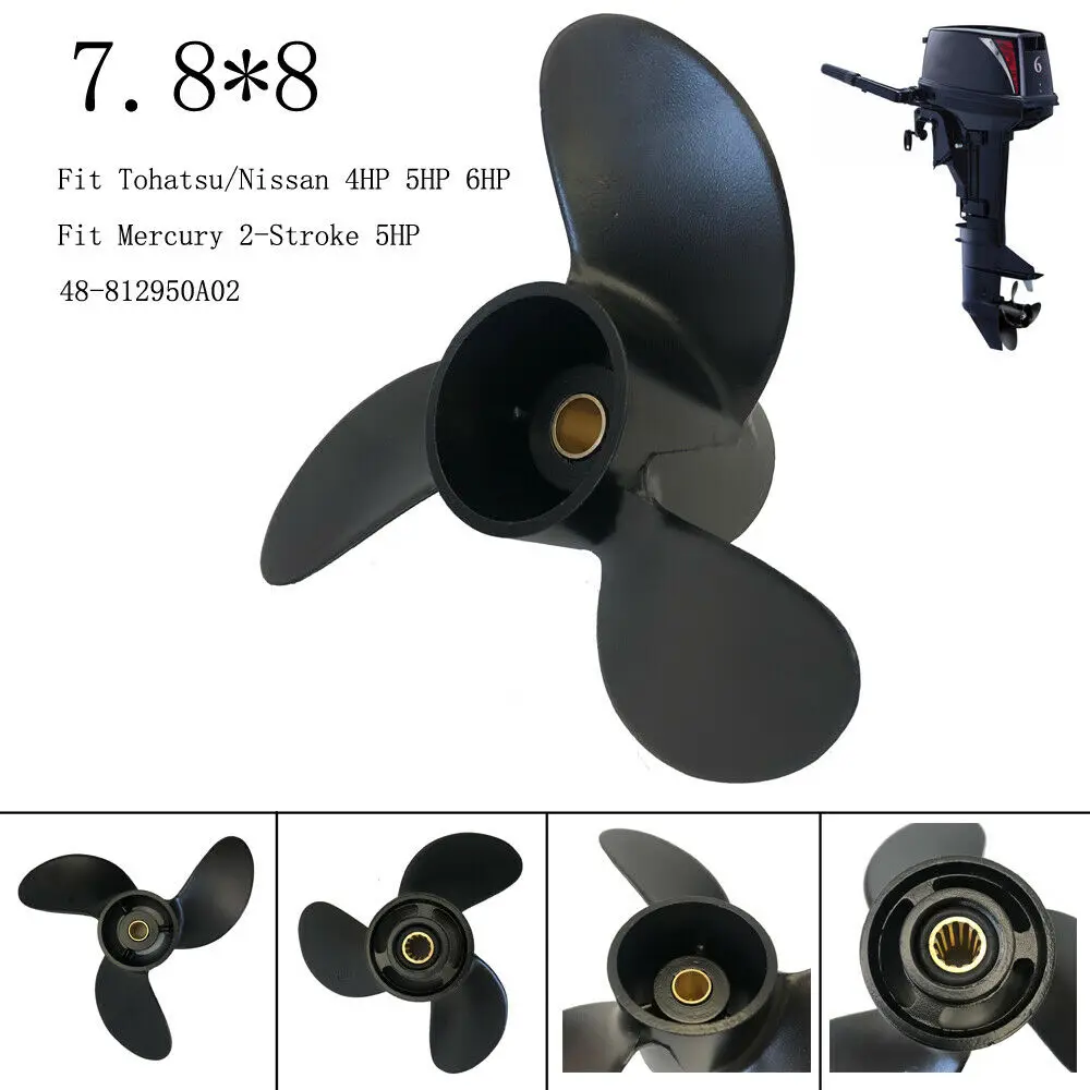 

Boat Propeller 7.8x8 for Mercury Outboard Motors 2-Stroke 5HP 48-812950A02 /Tohatsu/Nissan 4HP 5HP 6HP 3R1-W64516-0 3R1W645160M