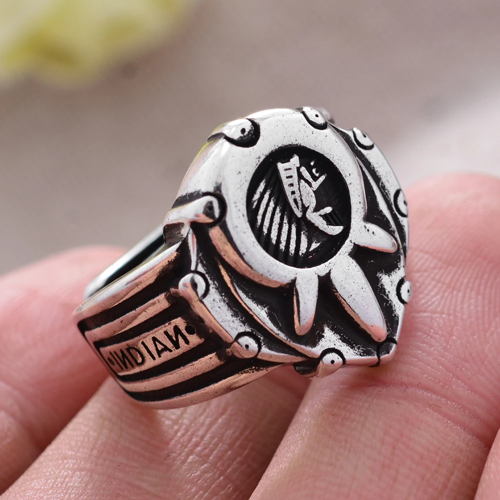 2023 New Arrival Original Indian Badge Design Thai Silver Men Ring Promotion Jewelry For Man Birthday Gift Never Fade