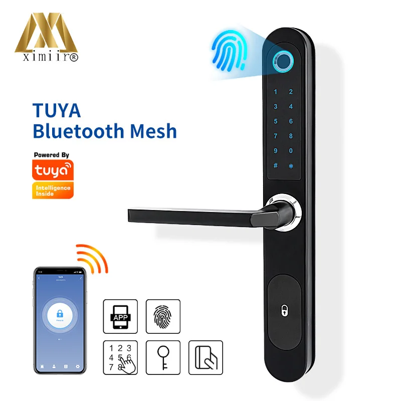 Tuya WIFI Zinc Alloy Touch Keypad Smart Door Lock Fingerprint Lock With Card Passcode Key For Electronic Lock