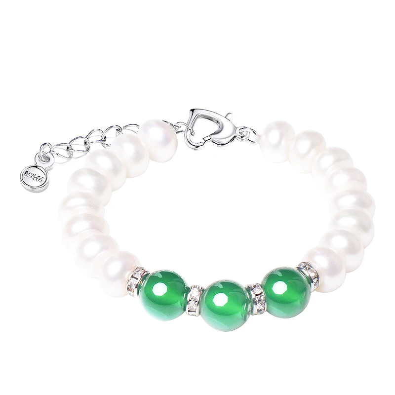 2020 Fashion Necklace Pearl Jewelry Set Freshwater Pearl 925 Sterling Silver Jewelry Green For Mother Women Gift