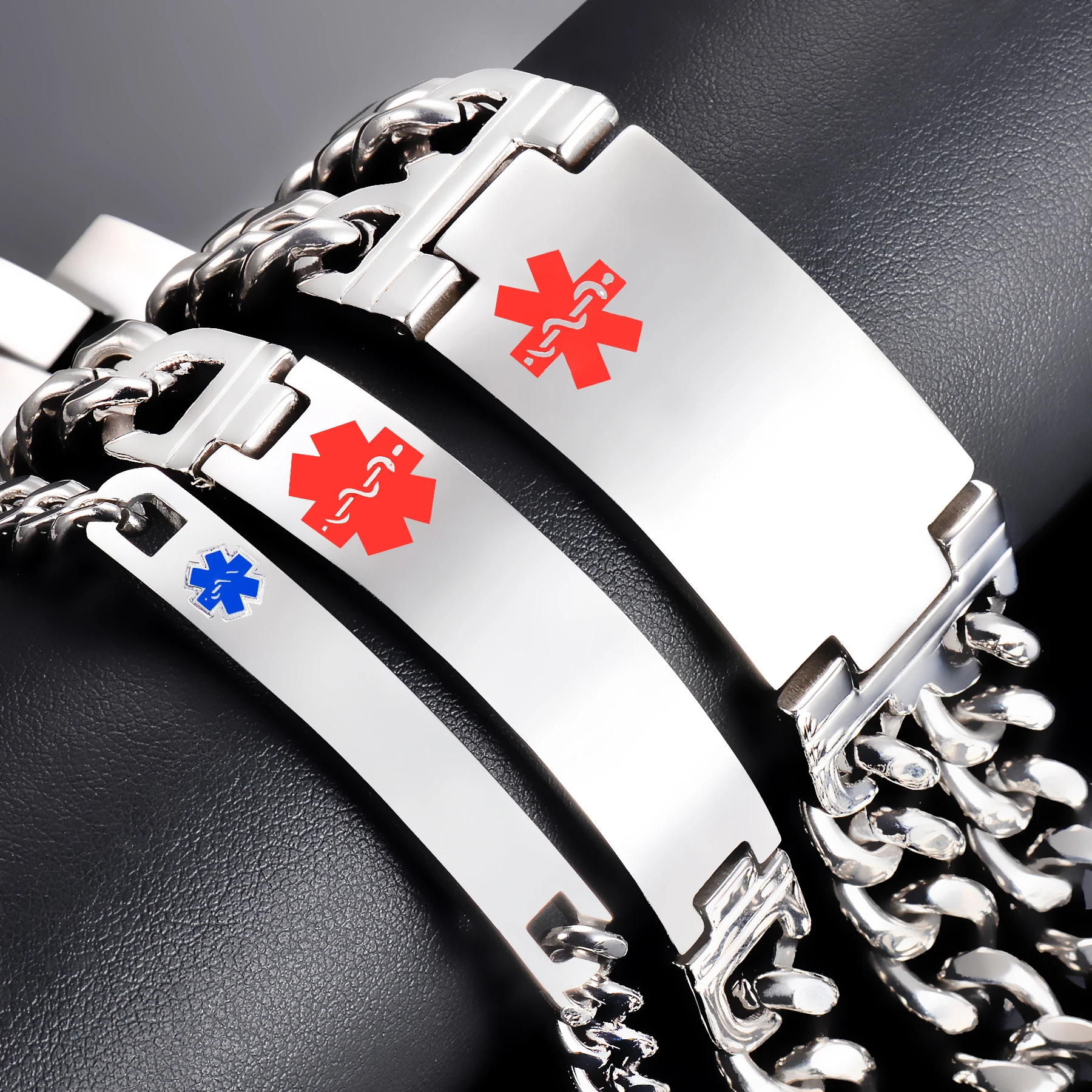 Medical Alert ID Stainless Steel Bracelet DIABETES EPILEPSY ALZHEIMER\'S ALLERGY SOS  Jewelry Free Engraving