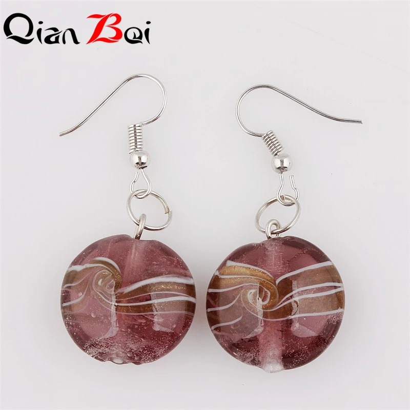 Wholesale Lots 6pairs 6color Hand-made Women\'s Romatic Heart Silver Plated Elegant Classic Dangle Earrings Murano Glass Earrings