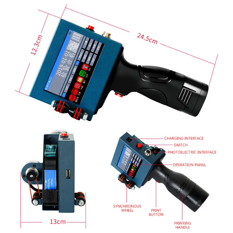 Stampante a getto d'inchiostro portatile stampante per etichette portatile per data codice a barre codice QR per plastica, tessuto, metallo, legno, vetro, pietra, PVC