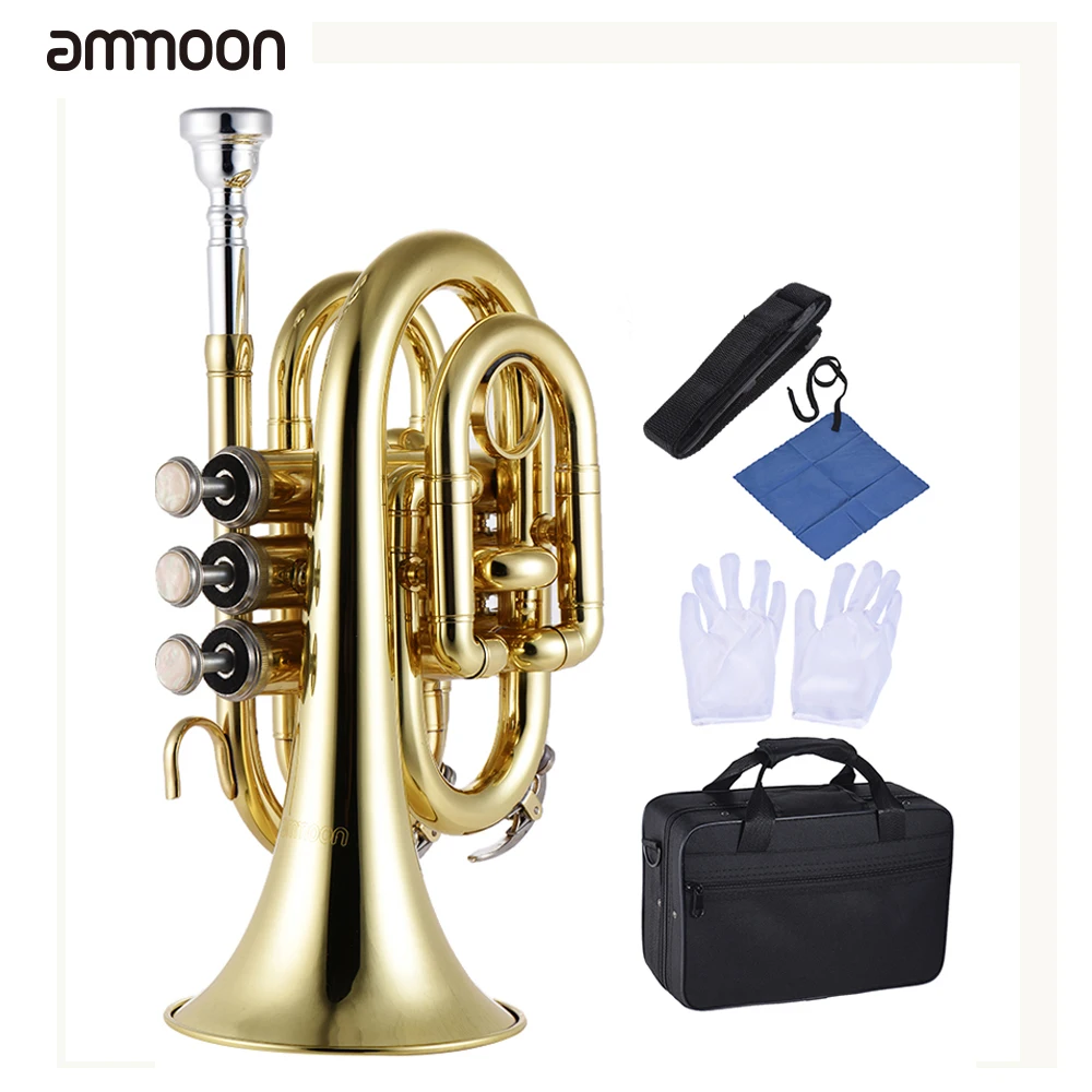 ammoon Professional Pocket Trumpet Tone Flat B Bb Brass Wind ammoon Professional Pocket Trumpet Tone Flat B Bb Brass Wind