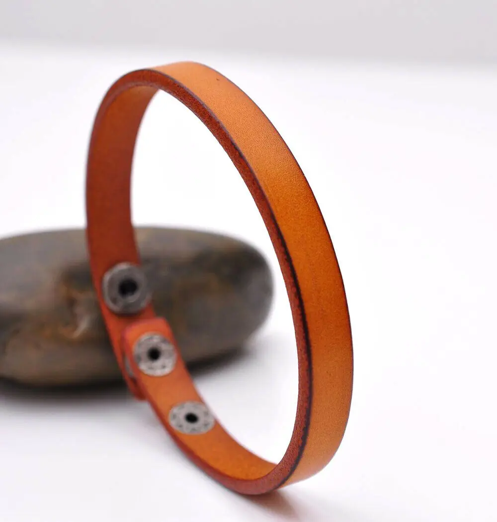 Simply Cool Classic Genuine Leather Bracelet Cuff Wristband Snap Unisex Women 19CM