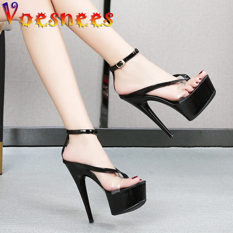 Flip-flops Ladies Stripper Heels Shoes Woman Platforms 15cm High Heels Sandals Women Sexy Wedding Shoes Modern Sandals Dresses