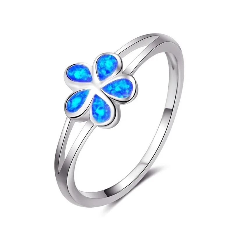 2025 Cute Women Flower Rings Anniversary Wedding Jewelry Accessories Fashion Imitation Fire Opal Rings For Women