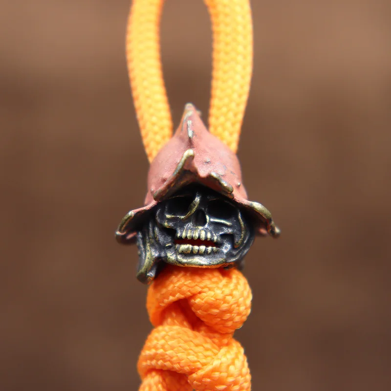 British Devil Skull Head Helmet Knife Lanyard Pendants Punk Brass Paracord Beads EDC Outdoor DIY Umbrella Rope Tool Accessories