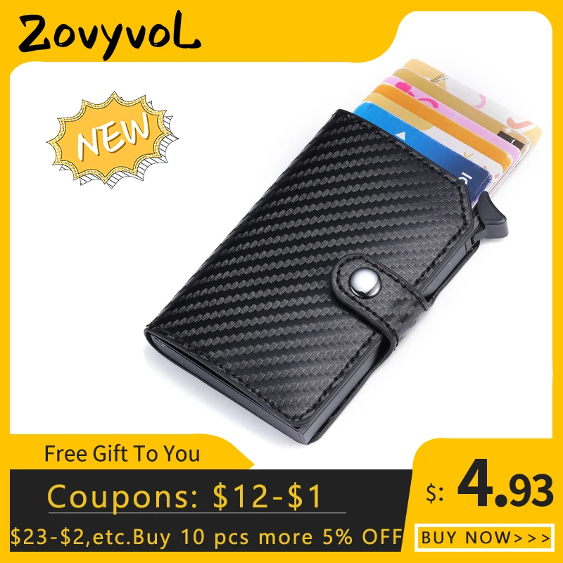 ZOVYVOL RFID Credit Card Holder Protection Anti-theft Men Wallet Leather Metal Aluminum Box Business Bank Card Case Cards Wallet