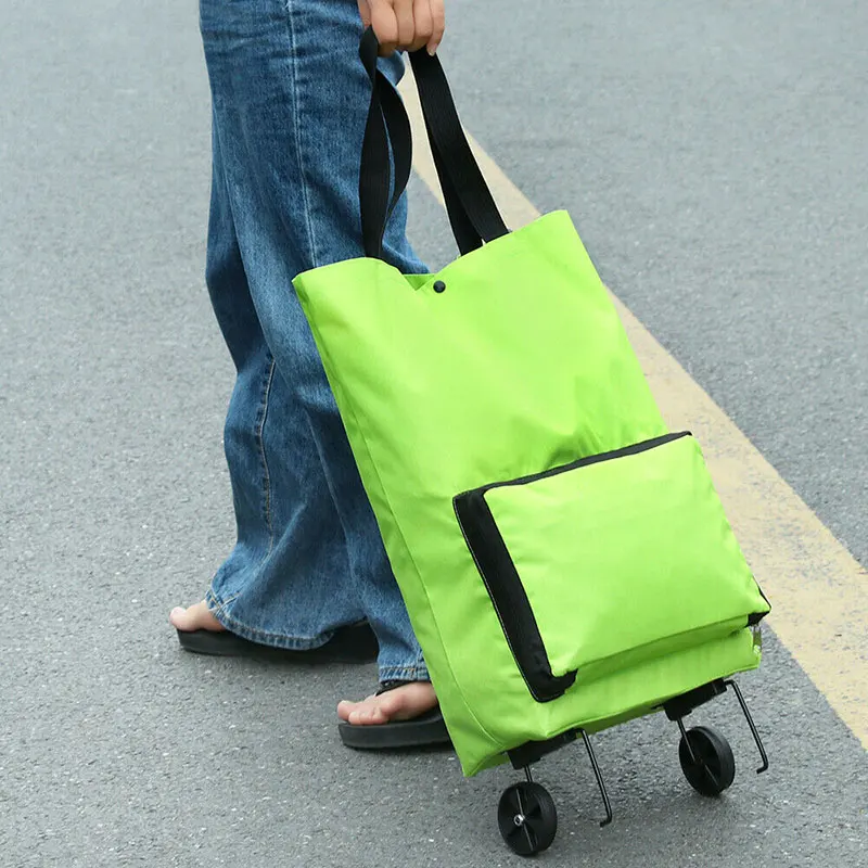 Newly Portable Wheeled Bag High Capacity Supermarket Folding Shopping Bag Trolley Cart Handle Bag